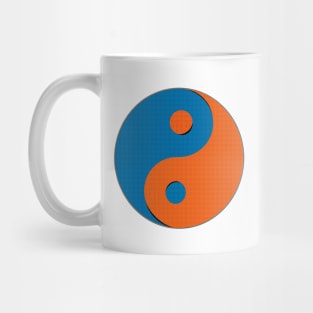 Yin Yang symbol design in orange and blue mosaic pattern Mug